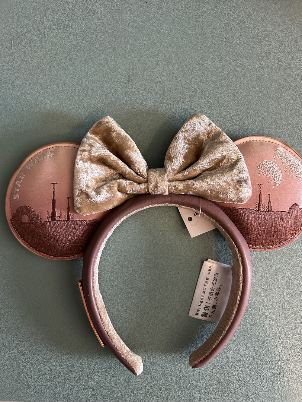 Disney Velvet Bow Mouse Ear Headband - Mauve Pink